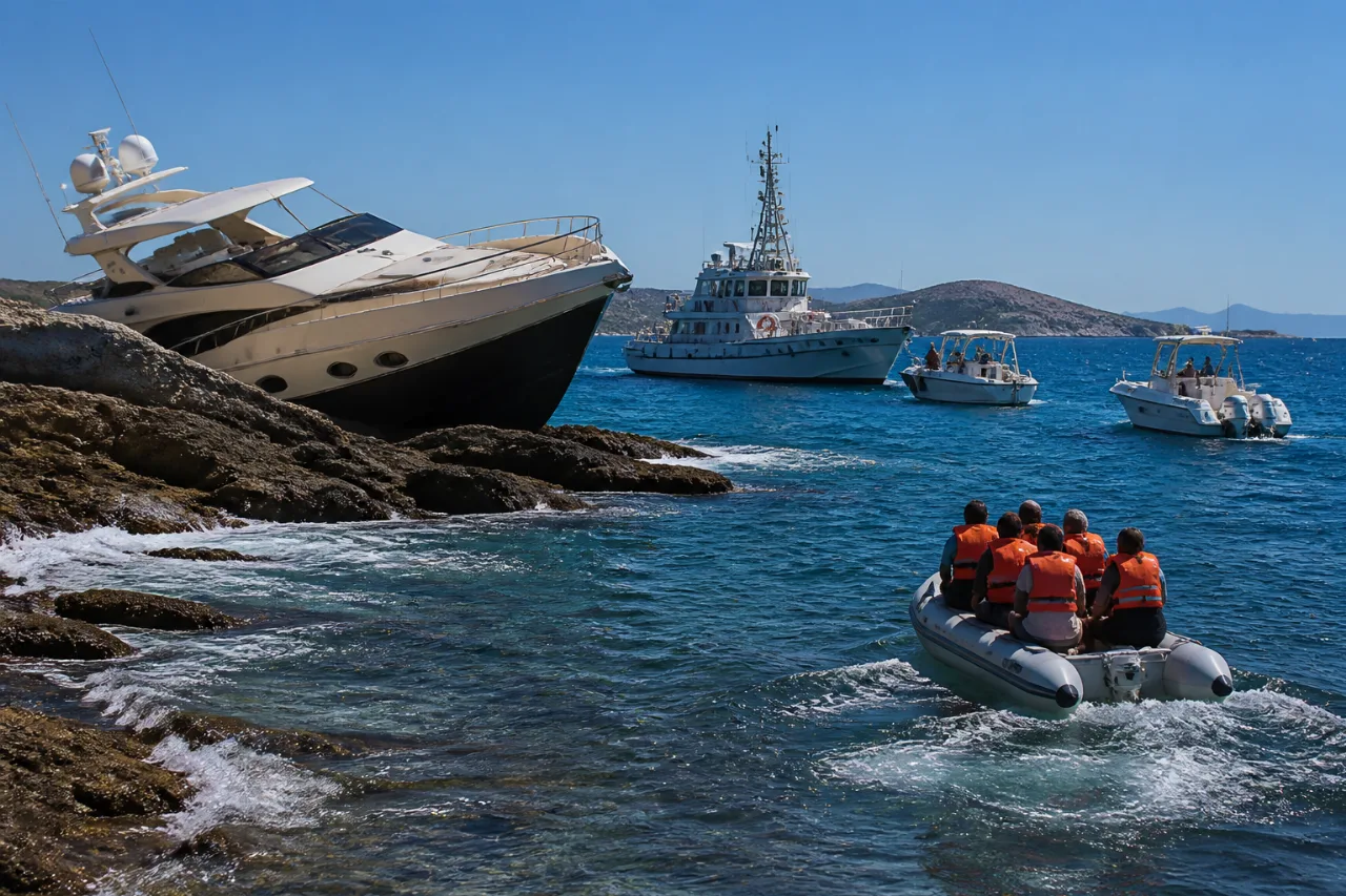 Αίγινα: Προσάραξη θαλαμηγού στη Βαγία – 14 διασωθέντες και έρευνα για τα αίτια