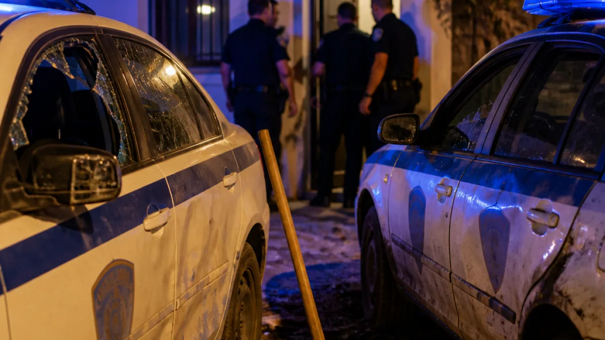 Άνδρας με κασμά προκάλεσε ζημιές σε δύο περιπολικά στη Βερτίσκο — επιχείρηση προσαγωγής