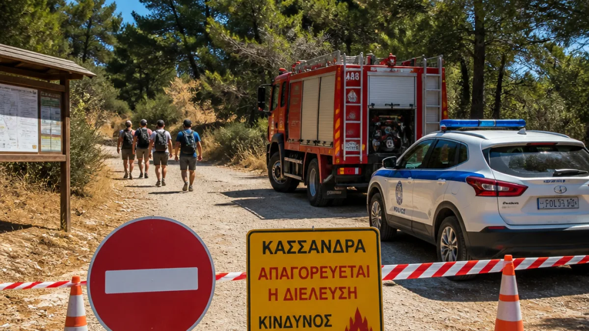 Απαγόρευση κυκλοφορίας σε Κασσάνδρα και Σιθωνία την 13η Ιουλίου λόγω υψηλού κινδύνου πυρκαγιάς