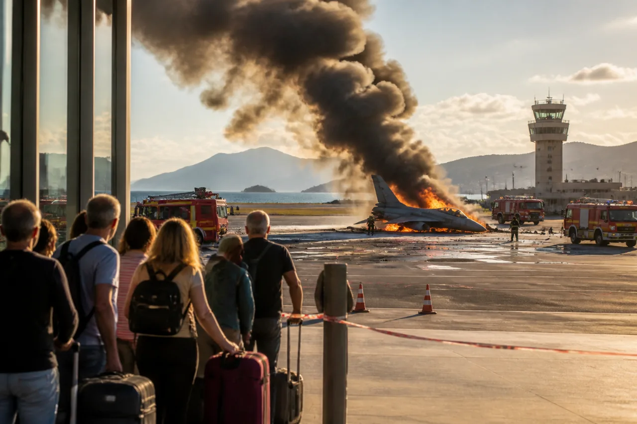 Ατύχημα F-16 στη Ζάκυνθο: αεροσκάφος τυλίχθηκε στις φλόγες, αεροδρόμιο κλείνει προσωρινά