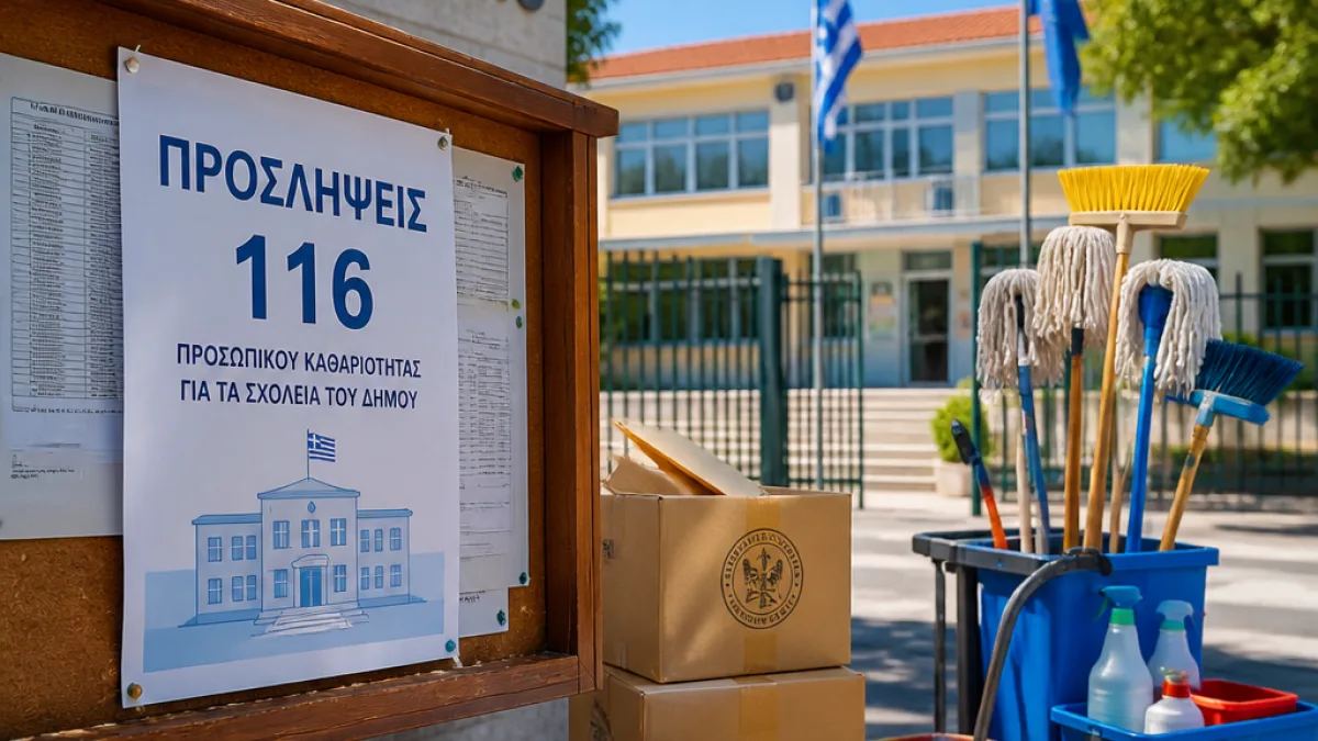 Δήμος Καρδίτσας: 116 προσλήψεις σχολικών καθαριστών για το διδακτικό έτος 2026-27