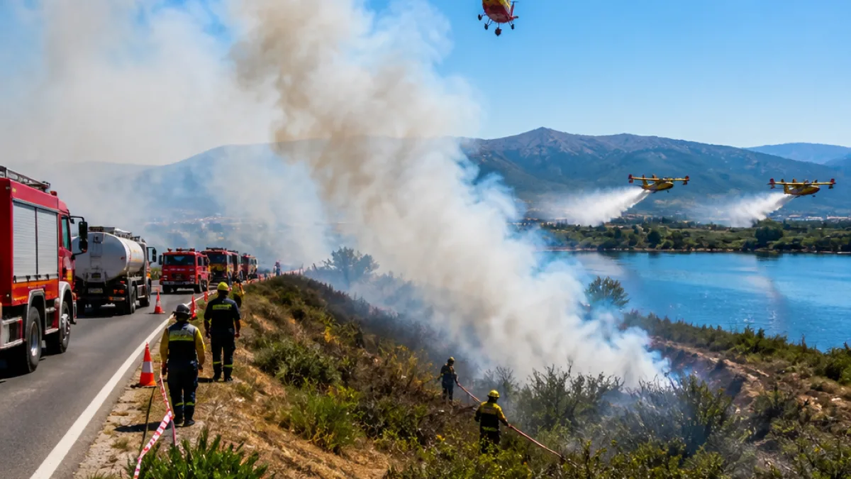 Ελευθερούπολη: Υπό έλεγχο η φωτιά κοντά στην Εγνατία Οδό — επιχειρήσεις πυρόσβεσης