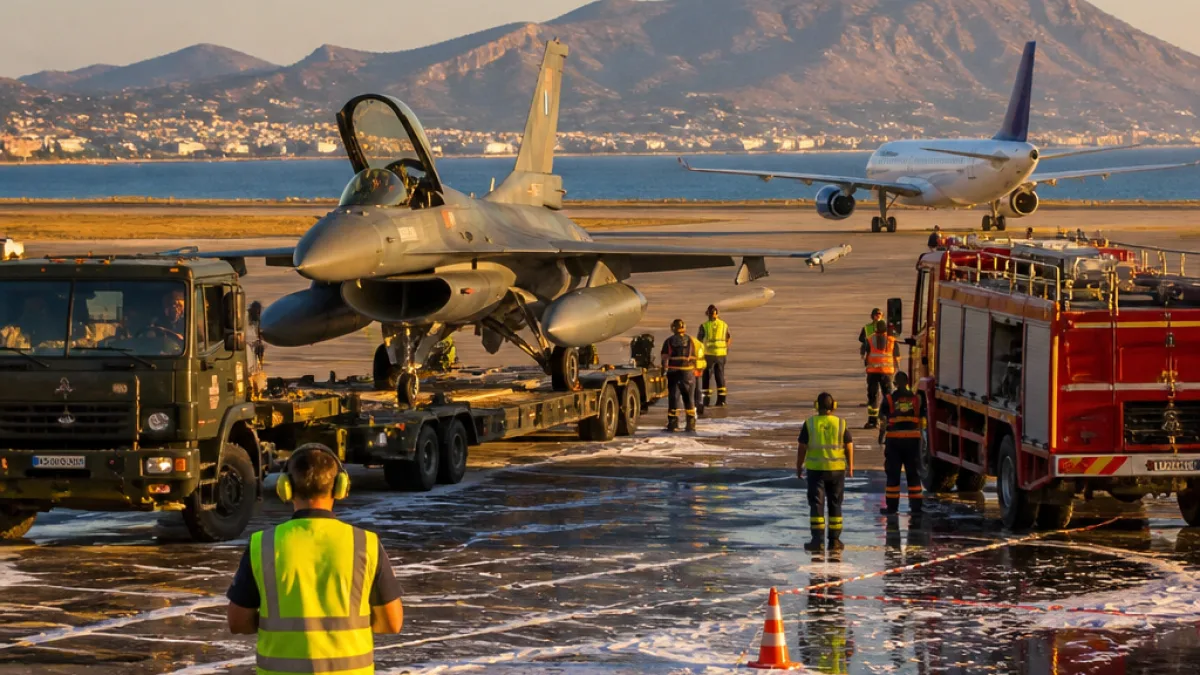 Επιτυχής απομάκρυνση του F-16 από το αεροδρόμιο της Ζακύνθου μετά από 4,5 ώρες επιχείρησης