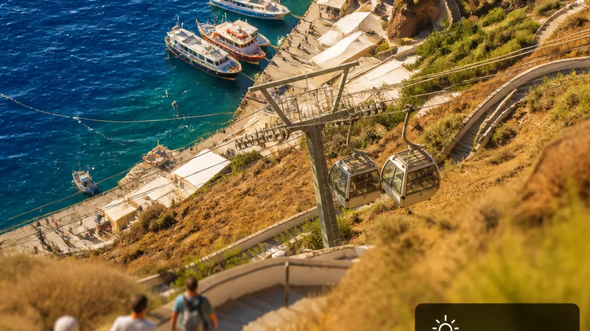 Φηρά: ζωντανή εικόνα από το Παλιό Λιμάνι και βασικά καιρικά στοιχεία για το νησί