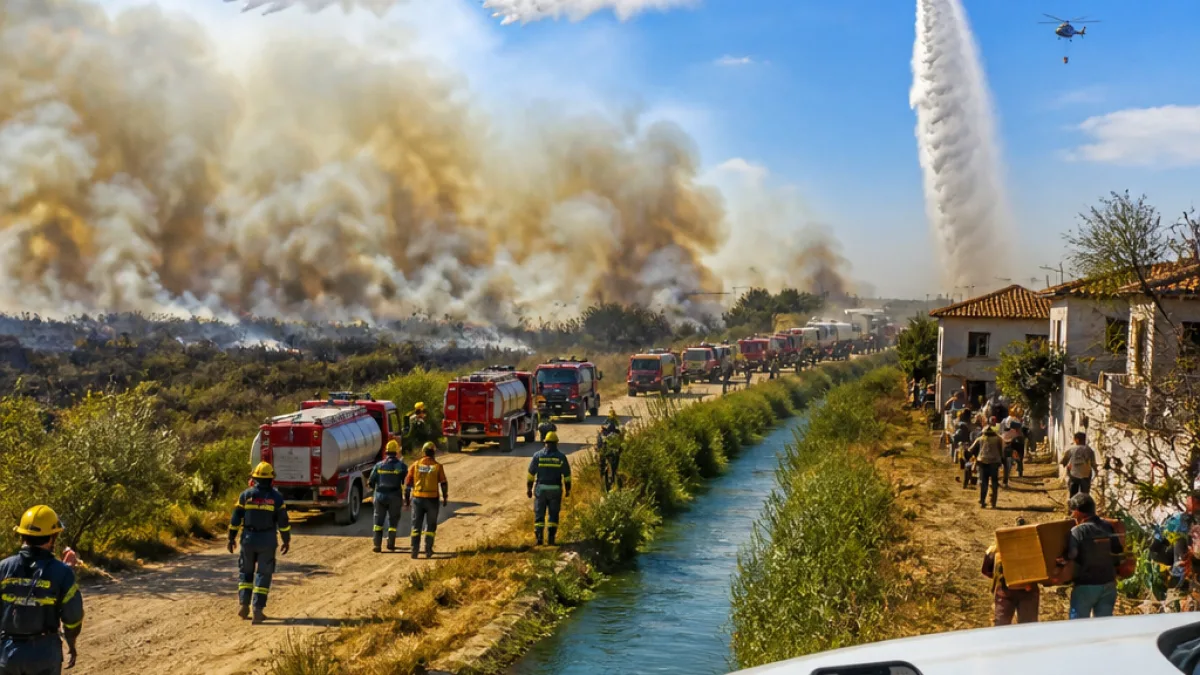 Φωτιά σε χαμηλή βλάστηση στον Λαγκαδά: εκκενώσεις και μεγάλες δυνάμεις πυρόσβεσης στην περιοχή