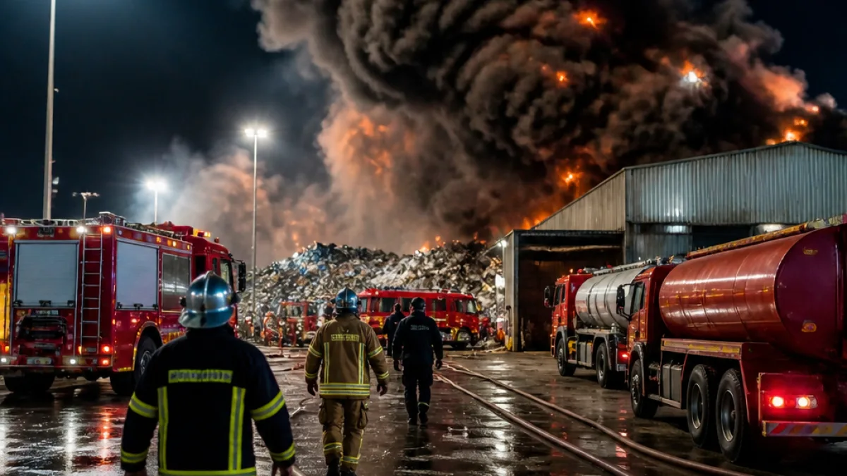 Φωτιά σε εργοστάσιο ανακύκλωσης στο Κιλελέρ: εκρήξεις, πυκνοί καπνοί και προειδοποίηση 112