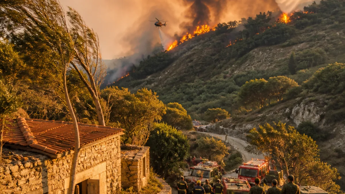 Φωτιά στα Μεστά Χίου: σε εξέλιξη επιχείρηση με εναέρια και επίγεια μέσα