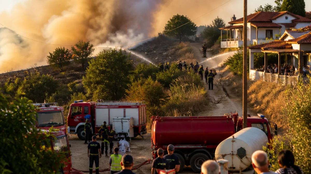 Φωτιά στα Ψακούδια: επίγειες δυνάμεις προωθήθηκαν άμεσα κοντά σε κατοικίες