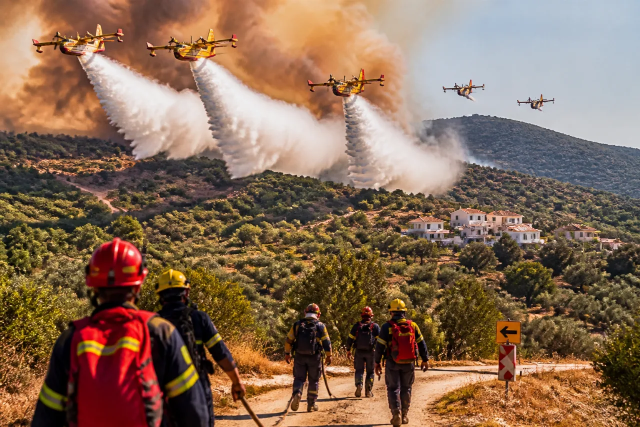 Φωτιά στην Παναγιά Βόνιτσας: σε εξέλιξη οι επιχειρήσεις με εναέριες ρίψεις