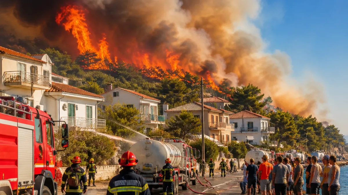 Φωτιά στο Αλιβέρι: φλόγες πολύ κοντά σε σπίτια, σε εξέλιξη επιχειρήσεις κατάσβεσης