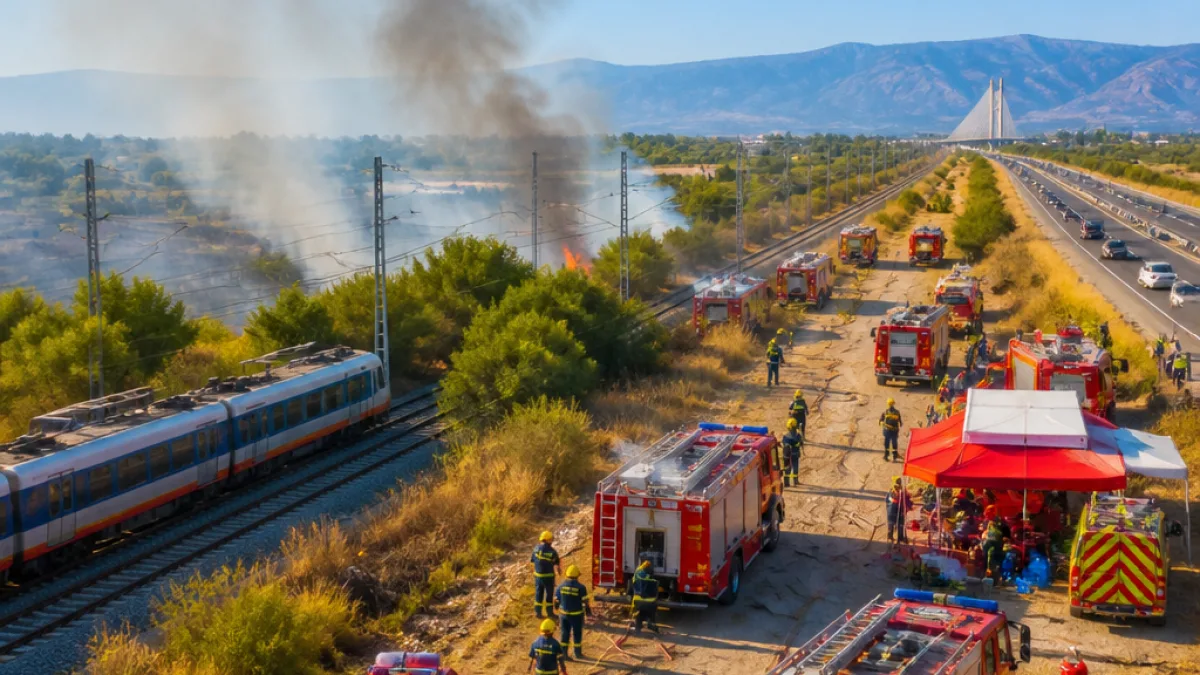 Φωτιές κατά μήκος γραμμής από Κίτρο προς Αιγίνιο: επιχείρηση πυρόσβεσης σε εξέλιξη
