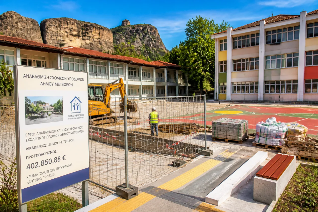 Καλαμπάκα: 402.850,88€ για «αναγέννηση» των αυλών του 2ου και 3ου Δημοτικού