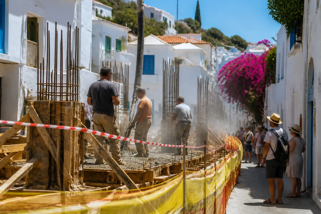 Καταγγελία για μπετά στη Χώρα: αντιδράσεις για άδεια εντός παραδοσιακού οικισμού