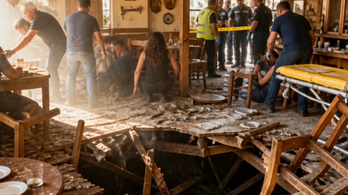Κατέρρευσε τμήμα του δαπέδου σε ταβέρνα στον Πανδρόσο: τραυματισμοί και προανάκριση