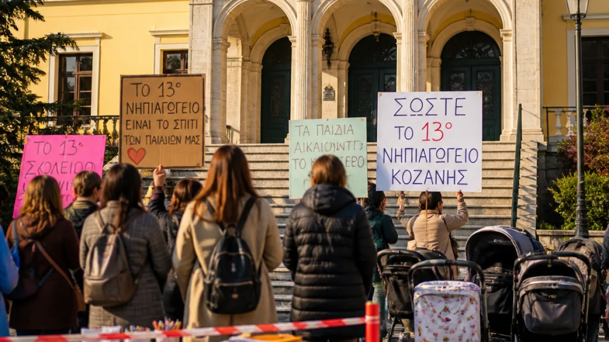 Κινητοποίηση στην Κοζάνη για τη διατήρηση του 13ου Νηπιαγωγείου: συγκέντρωση στο δημαρχείο