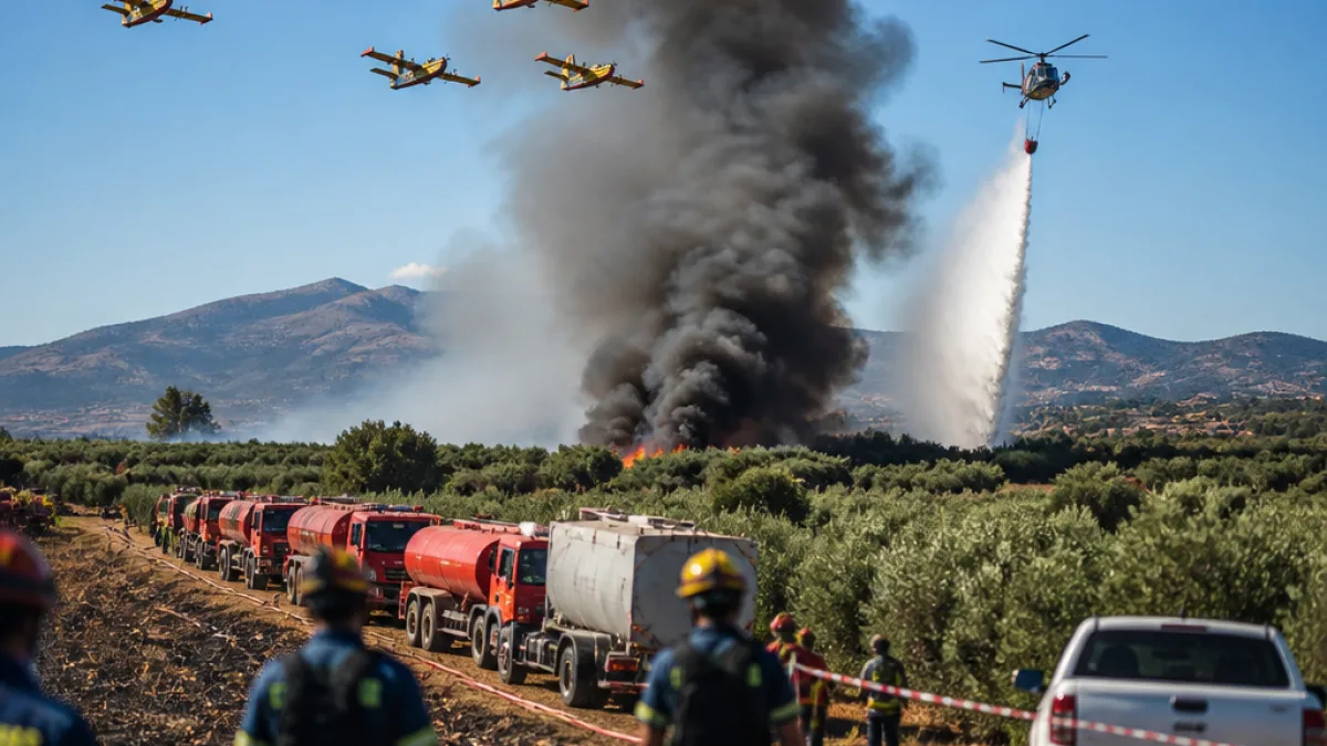 Μάχη με τις φλόγες στο Ύπατο Θήβας: σε εξέλιξη επιχείρηση με εναέρια μέσα