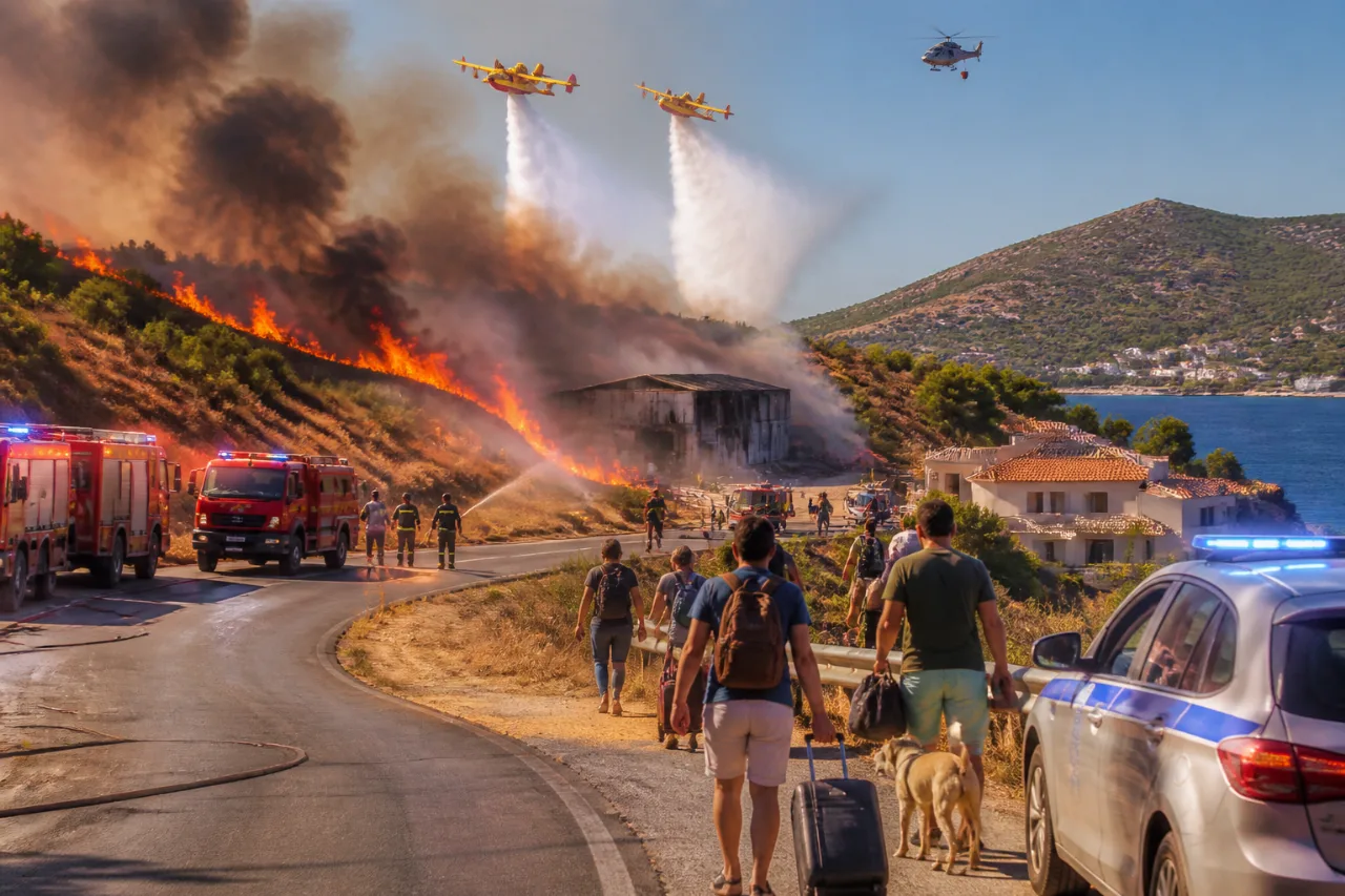 Μεγάλη φωτιά στην Οινούσσα Σερρών: εκκένωση κατοίκων και ισχυρές δυνάμεις στην περιοχή