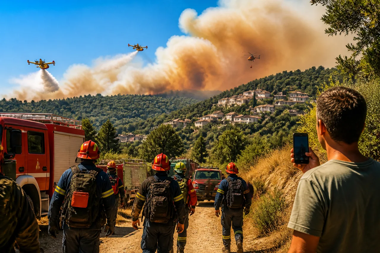 Μυτιλήνη: Υπό έλεγχο η πυρκαγιά στην Αγιάσο — επιχείρηση με αεροπλάνα και πεζοπόρο