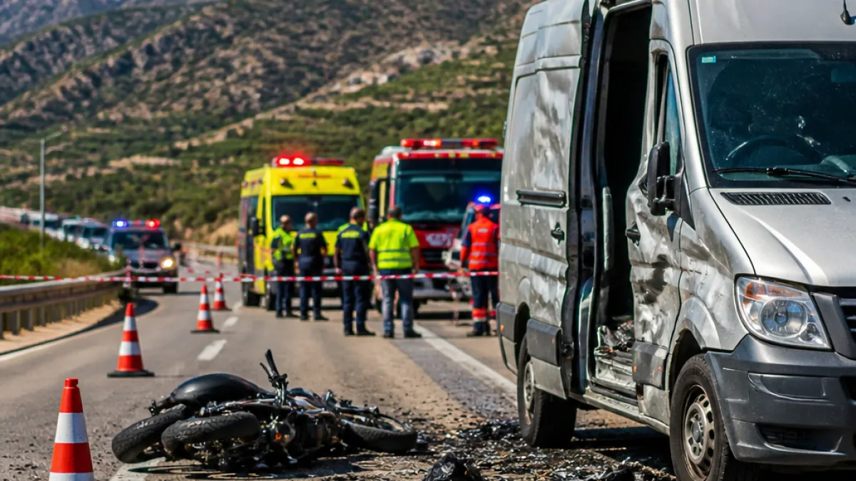 Νεκρός μοτοσικλετιστής σε σφοδρή σύγκρουση με βαν στον ΒΟΑΚ στα Χανιά