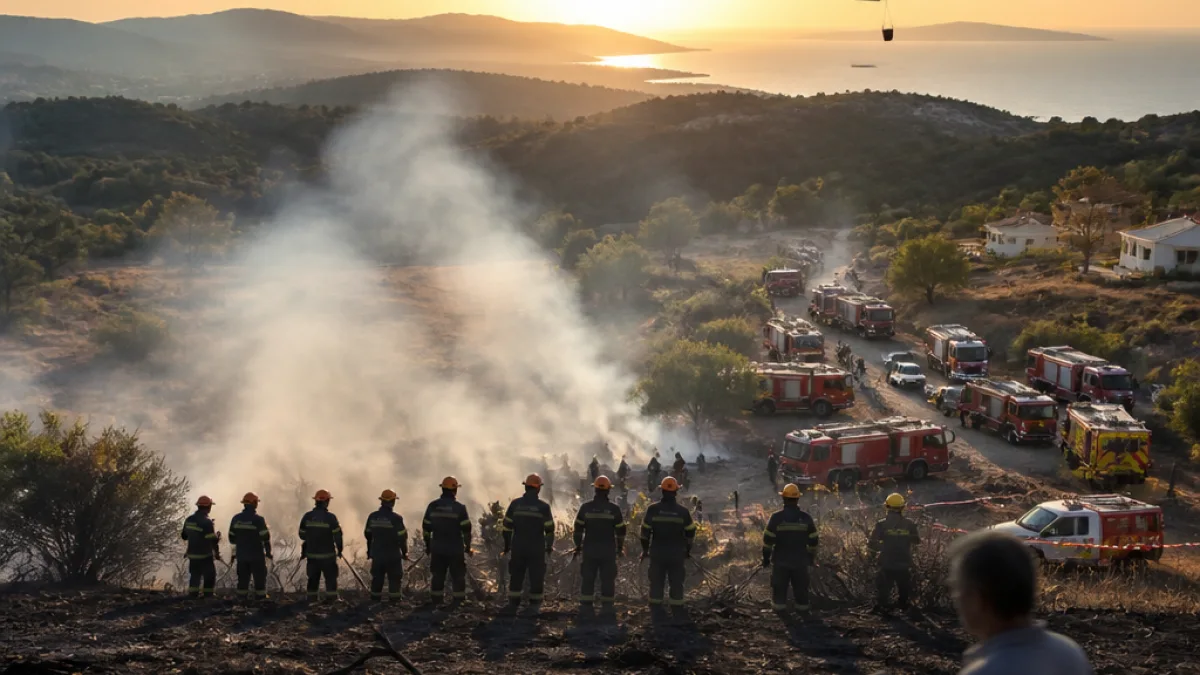 Οριοθετήθηκε η φωτιά στη Λάτα — επιφυλακή και μέτρα στο Αλιβέρι