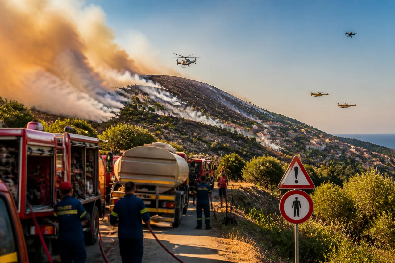 Οριοθετήθηκε η φωτιά στην Αγιάσο — σημαντική κινητοποίηση πυροσβεστικών μέσων
