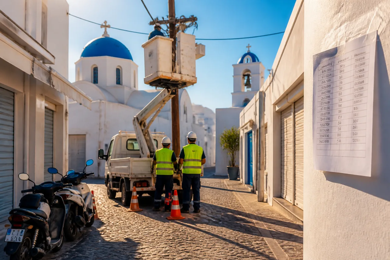 Προγραμματισμένες διακοπές ρεύματος σε Σαντορίνη και Θηρασιά με συγκεκριμένα ωράρια έως 15/7