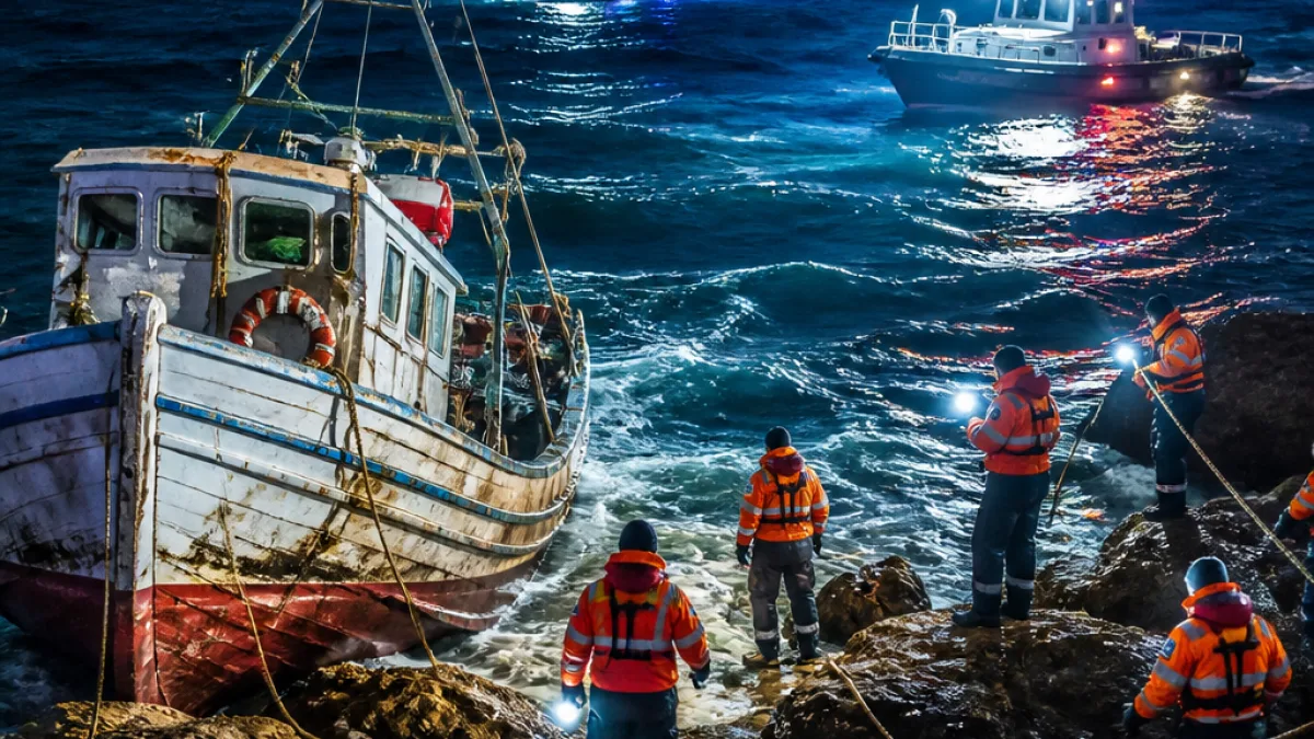 Προσάραξε αλιευτικό στη Χρυσή Ακτή των Χανίων — οι δύο ψαράδες σώοι