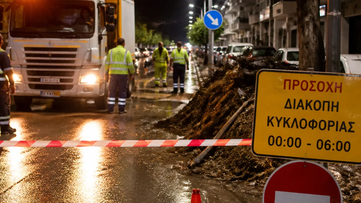 Προσωρινή διακοπή στην οδό Ηλιάδων τα ξημερώματα της Παρασκευής για απομάκρυνση φερτών