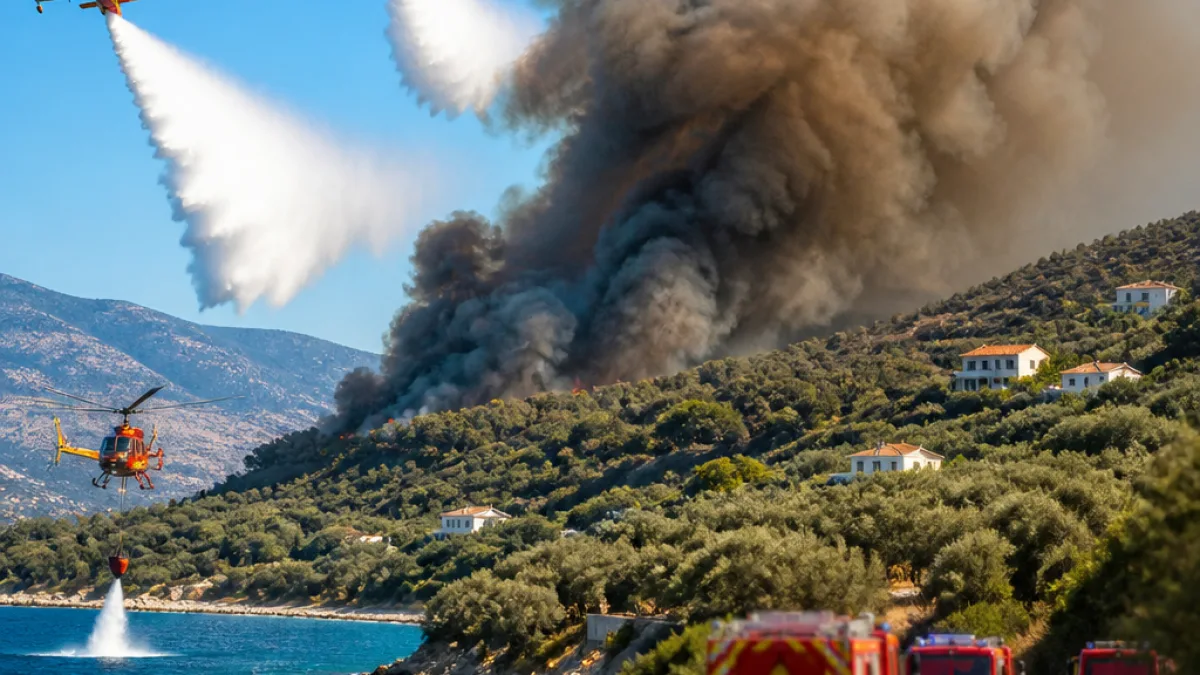 Πυρκαγιά στο Ψάρι Μεσσηνίας: σε επιχείρηση δύο αεροσκάφη και ένα ελικόπτερο — οριοθετήθηκε