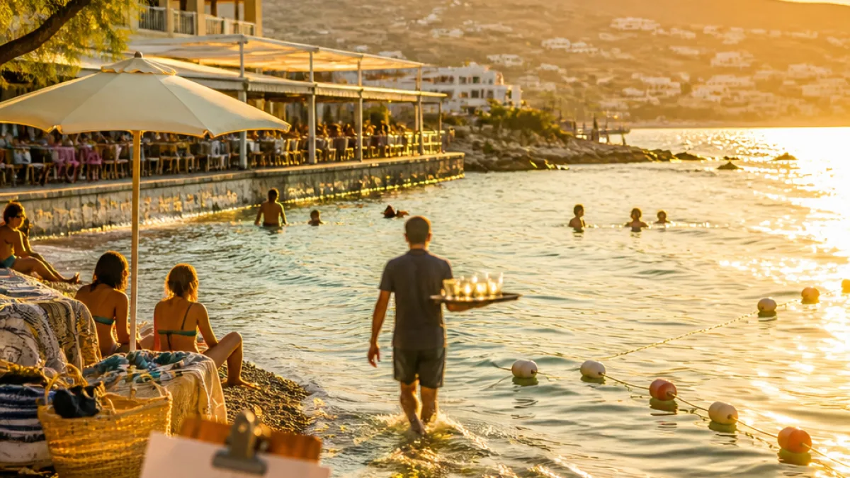 Σάλος για βίντεο στην Πάρο: σερβιτόρος μπαίνει στη θάλασσα για να σερβίρει πελάτες