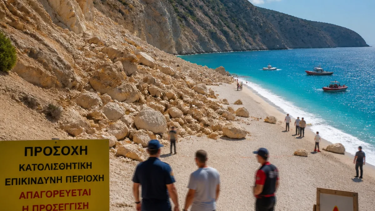 Σε επιφυλακή η Κεφαλονιά μετά τις κατολισθήσεις στη παραλία Μύρτου