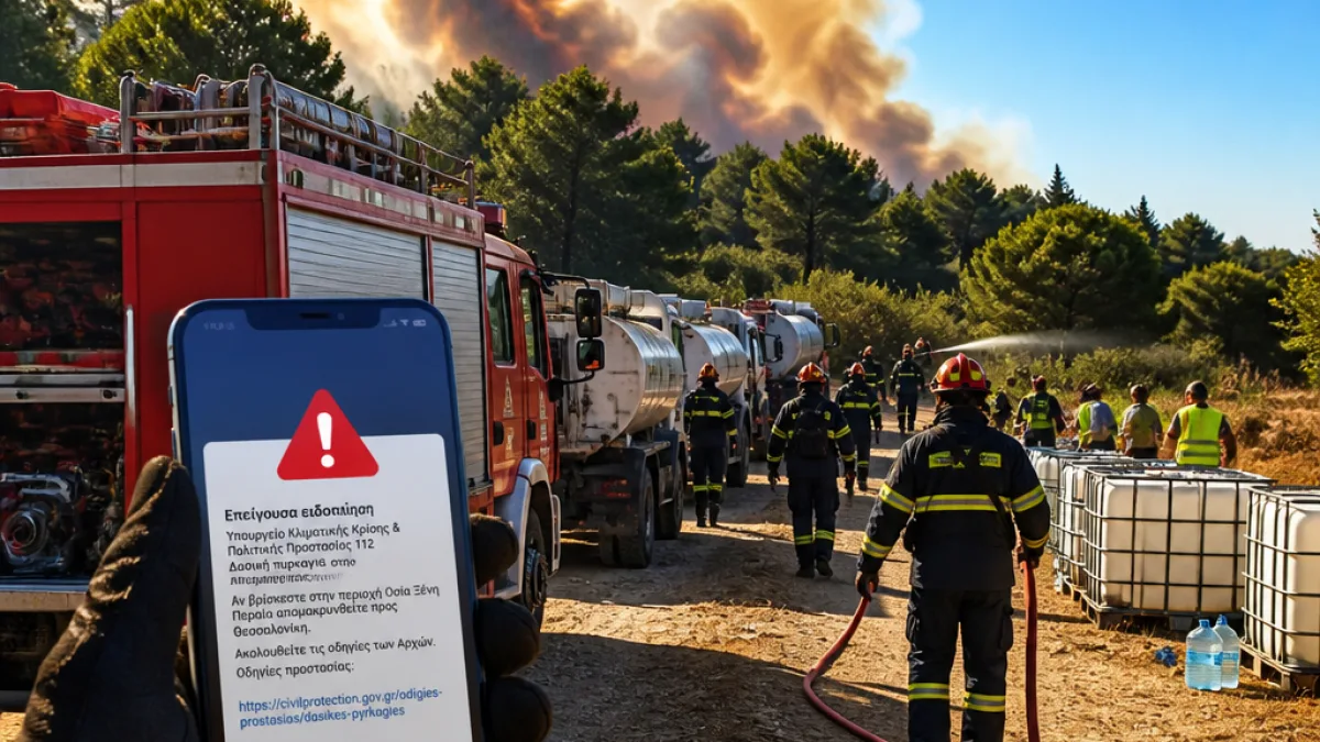 Σε επιφυλακή η Περαία: δασική πυρκαγιά με μήνυμα 112 και επίγεια επιχειρήση κατάσβεσης