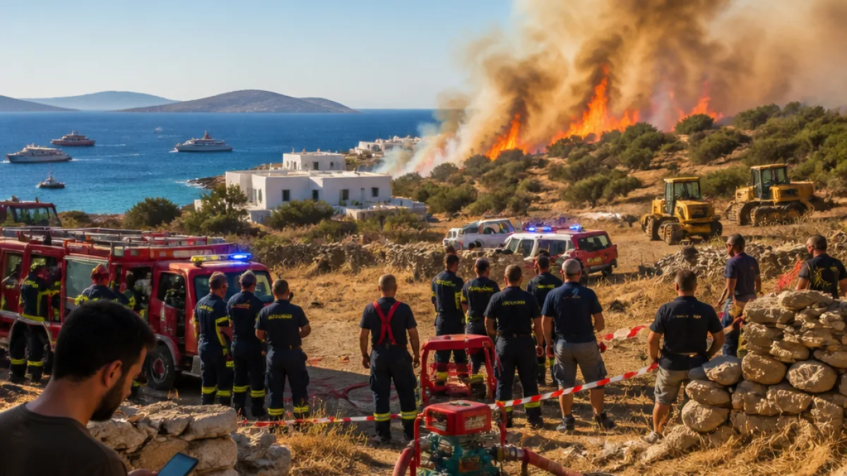 Σε εξέλιξη η μεγάλη φωτιά στην Πάρο — ενισχύονται οι δυνάμεις, εκκενώσεις με 112
