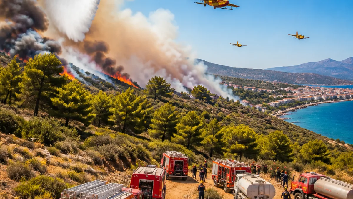 Σε εξέλιξη πυρκαγιά κοντά στο Γύθειο — επιχειρούν εναέρια και επίγεια μέσα