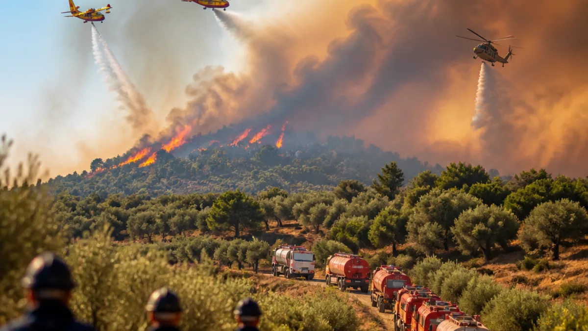 Σε εξέλιξη πυρκαγιά στη Λάτα Αλιβερίου — ισχυρές δυνάμεις στο πεδίο
