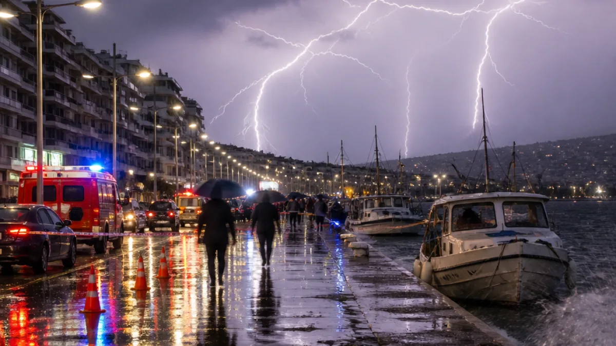 Σφοδρή καταιγίδα πλήττει τον Βόλο και περιοχές της Μαγνησίας με έντονη κεραυνική δραστηριότητα