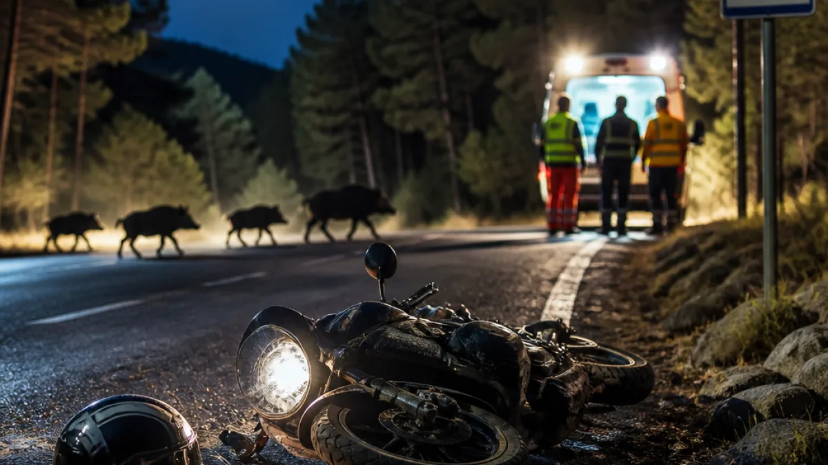 Σοβαρός τραυματισμός μοτοσικλετιστή στην Εύβοια μετά από πρόσκρουση σε κοπάδι αγριογούρουνων
