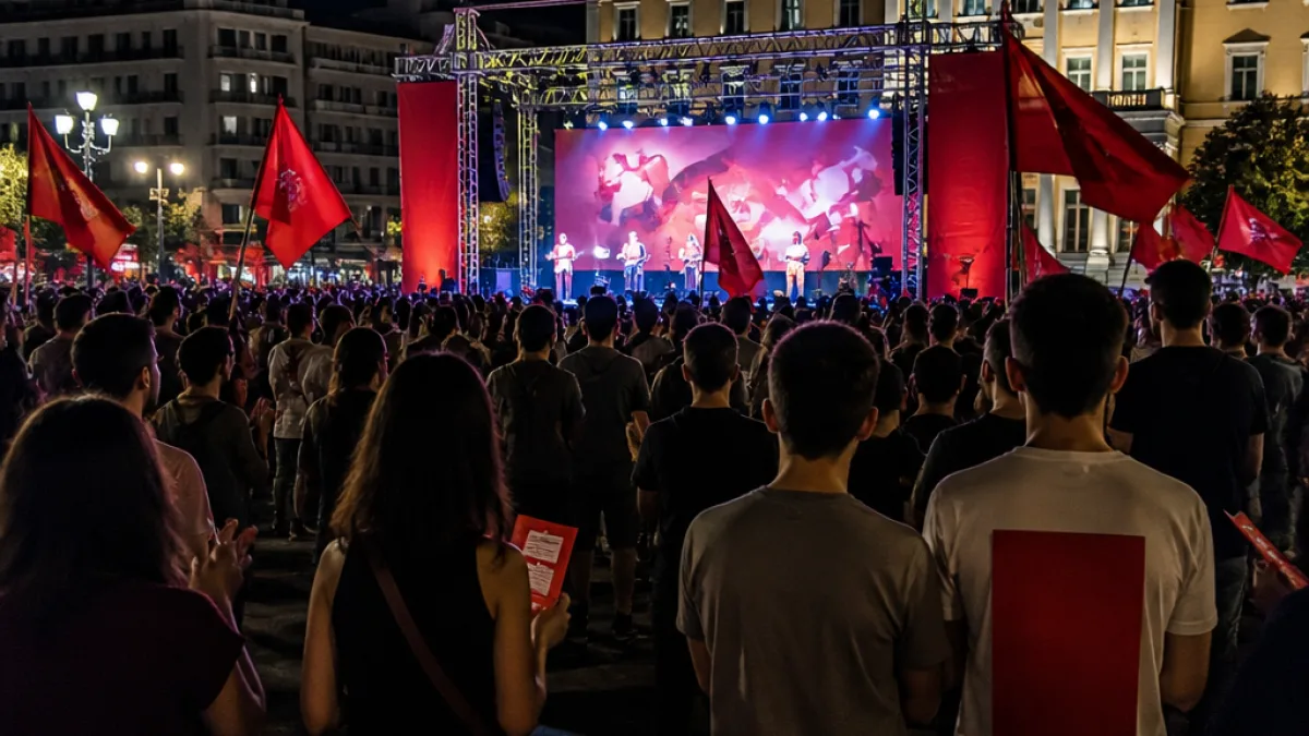 Συγκέντρωση και προεκλογικό μήνυμα του ΚΚΕ στη Θήβα στο πλαίσιο του 52ου Φεστιβάλ ΚΝΕ