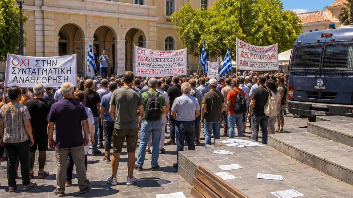 Συγκέντρωση στο Ρέθυμνο ενάντια στην αναθεώρηση του Συντάγματος: κάλεσμα των εργαζομένων στο Δημόσιο
