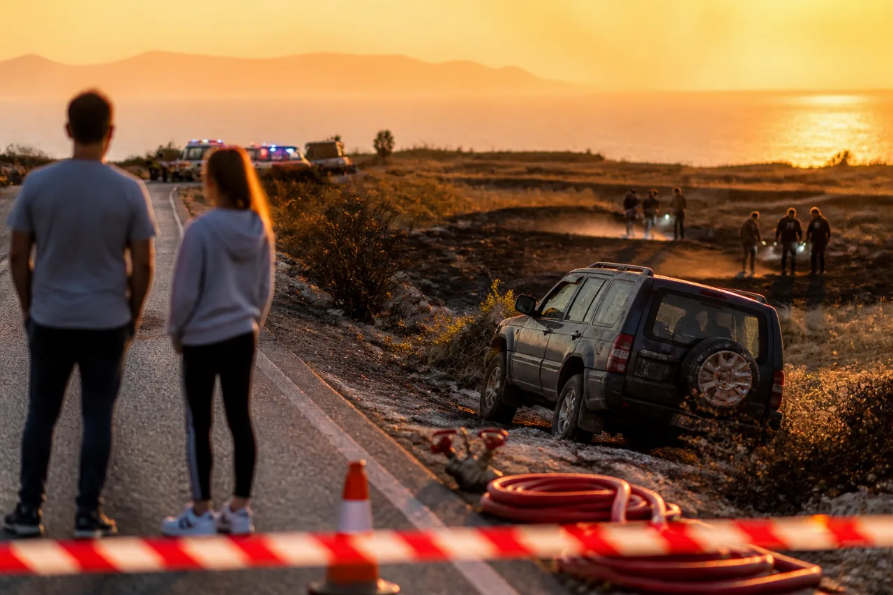 Συνελήφθησαν δύο άτομα για την πυρκαγιά στην Οινούσσα — προκλήθηκε από σπινθήρες αυτοκινήτου