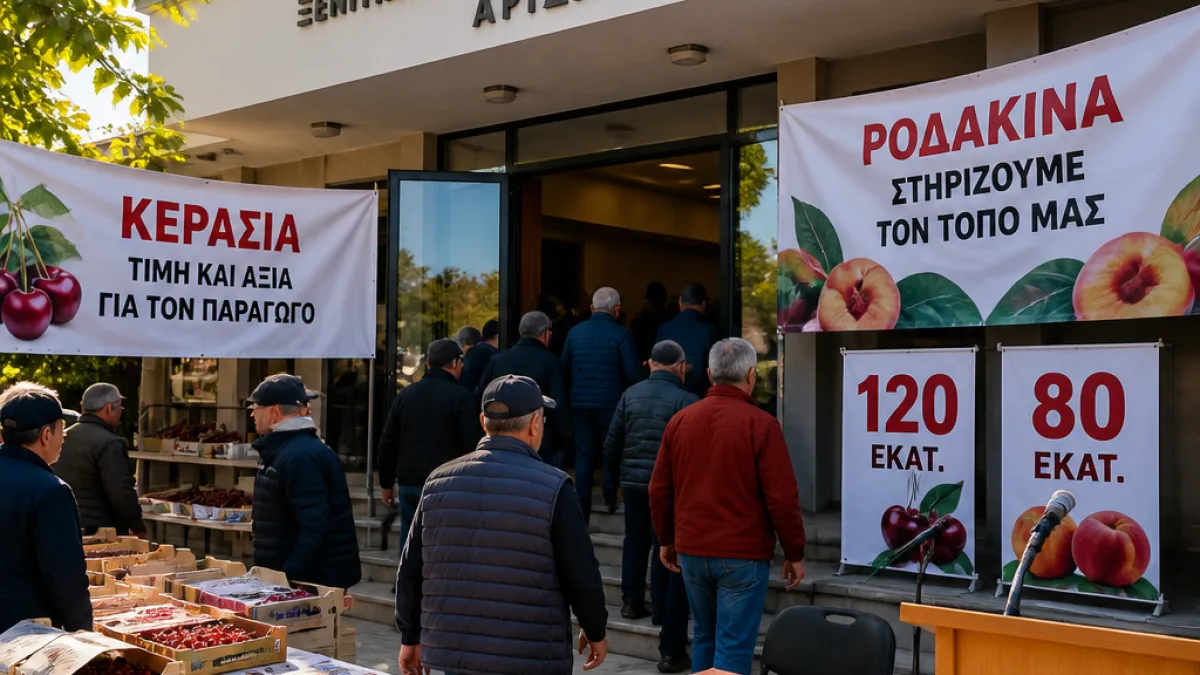 Σύσκεψη στην Αριδαία για αποζημιώσεις και τιμές σε κεράσια και ροδάκινα