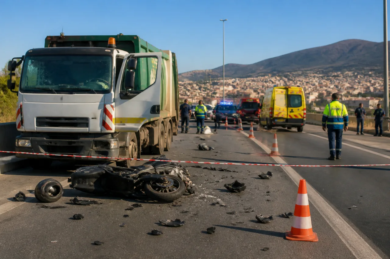 Θεσσαλονίκη: Νεκρή 15χρονη μετά τη σύγκρουση απορριμματοφόρου με μηχανή στον Περιφερειακό