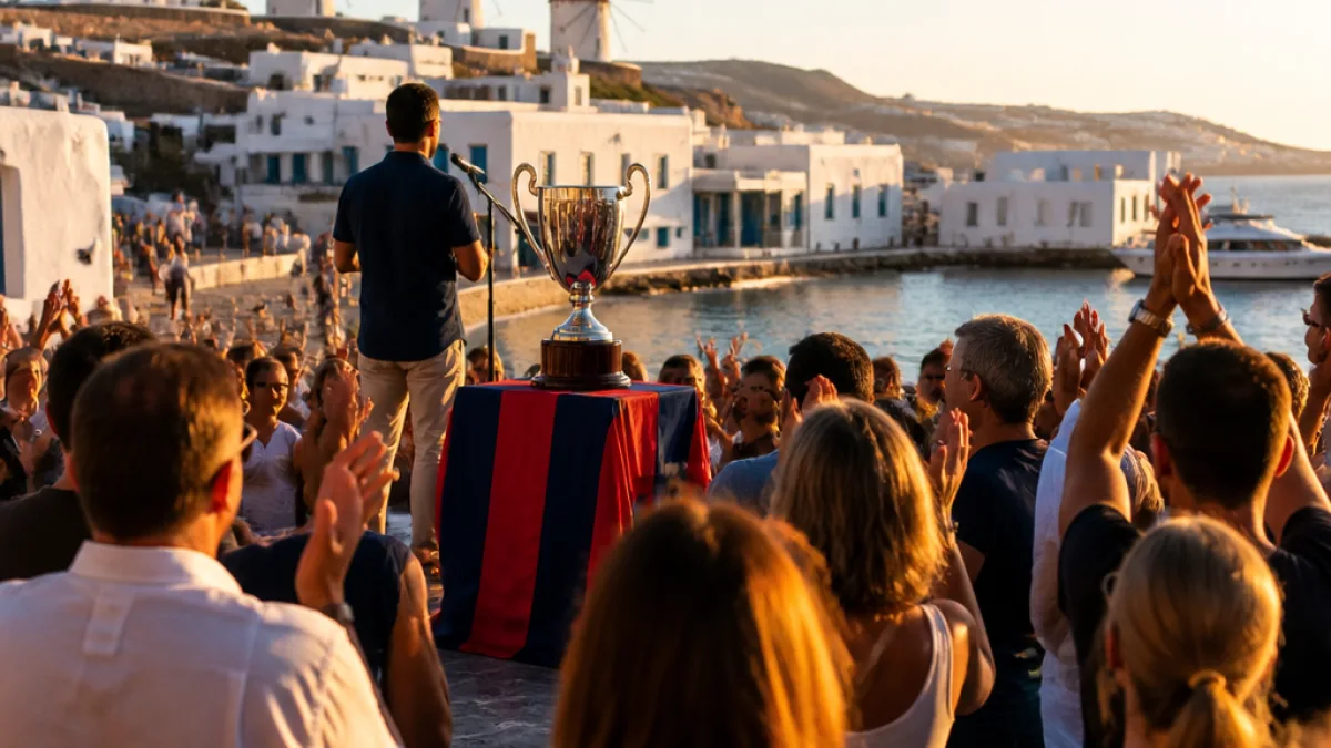 Το κύπελλο της ΑΕΚ στην Μύκονο: πλήθος οπαδών και το μήνυμα του Μ. Ηλιόπουλου