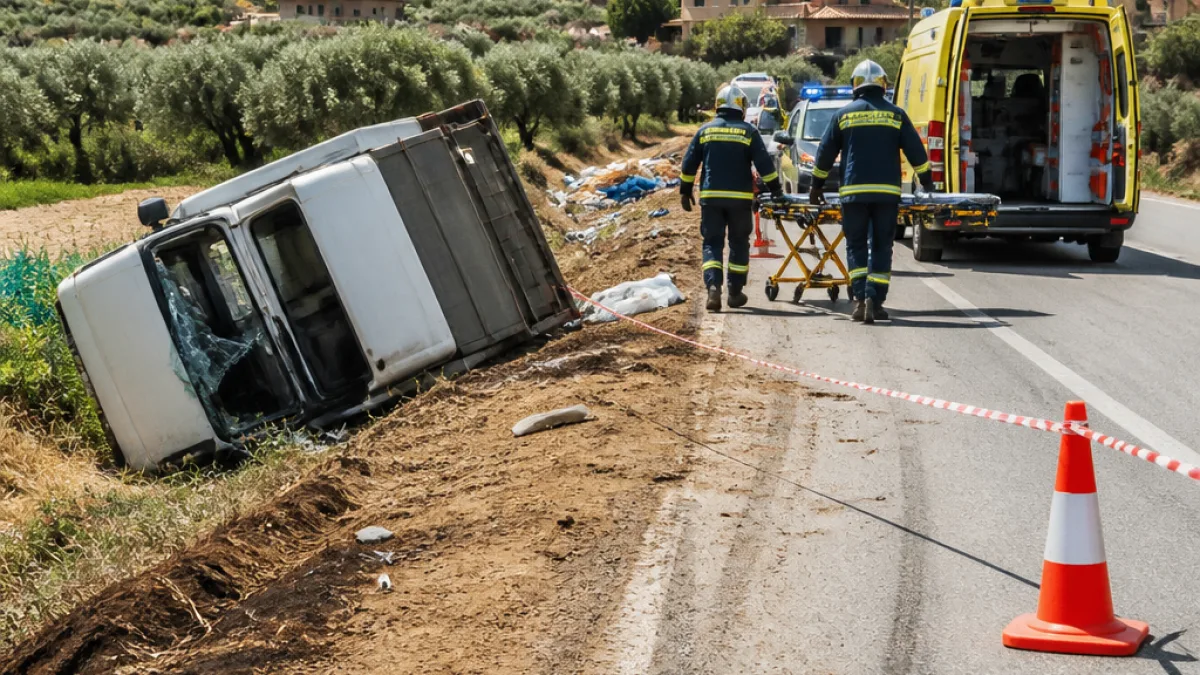 Τραγωδία στη Θήβα: Νεκρός 21χρονος οδηγός μετά από ανατροπή ημιφορτηγού