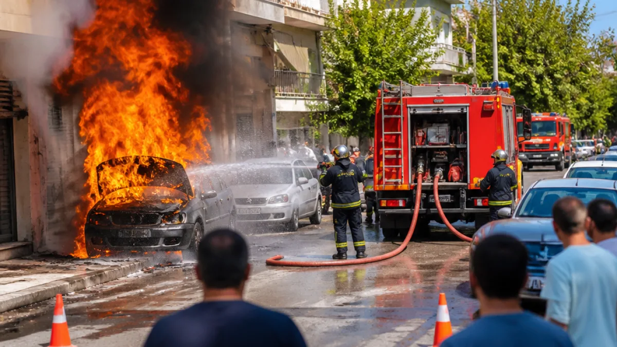 Βόλος: Αυτοκίνητο τυλίχθηκε στις φλόγες στη Νέα Ιωνία — οδηγός σώος