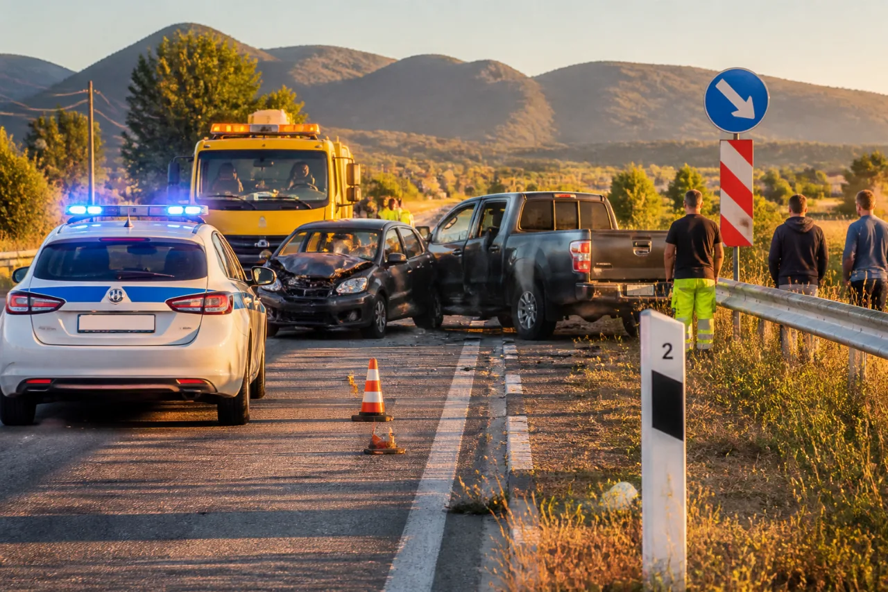 Υλικές ζημιές σε σύγκρουση επιβατικού με αγροτικό στο 2ο χλμ Καρδίτσας–Αθηνών